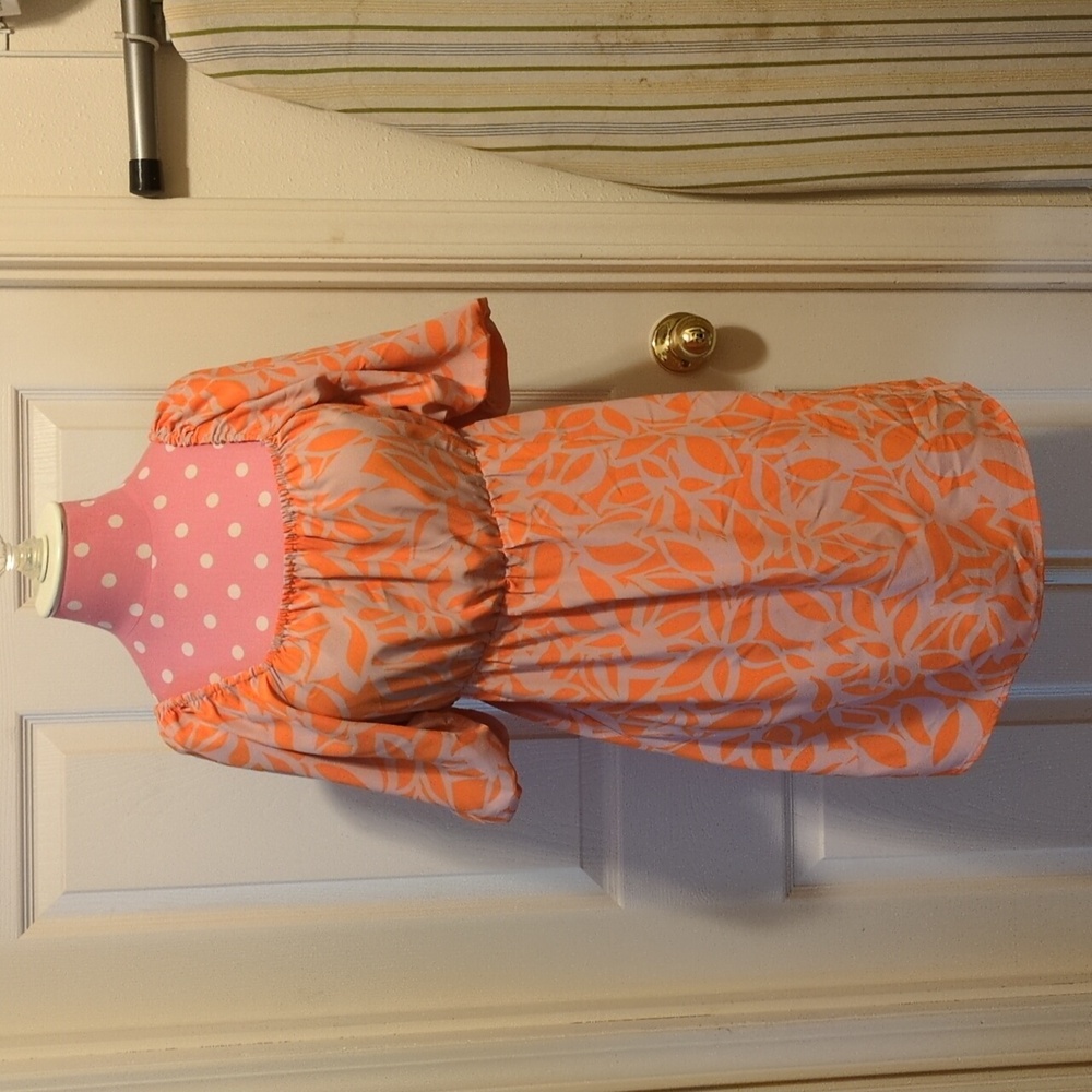 Sanctuary Orange Leaf Pattern Casual Dress S Backless